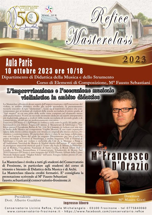 Masterclass "L'improvvisazione e l'esecuzione musicale violinistica in ambito didattico"