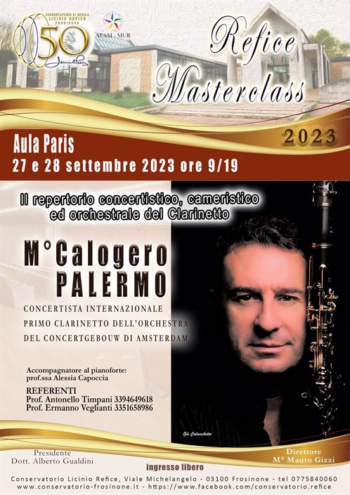 Masterclass "Il repertorio concertistico, cameristico ed orchestrale del Clarinetto"