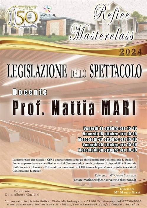 Masterclass Legislazione dello Spettacolo