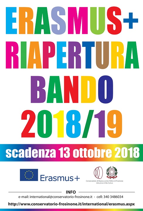 Locandina Erasmus riapertura Bando 2018-19