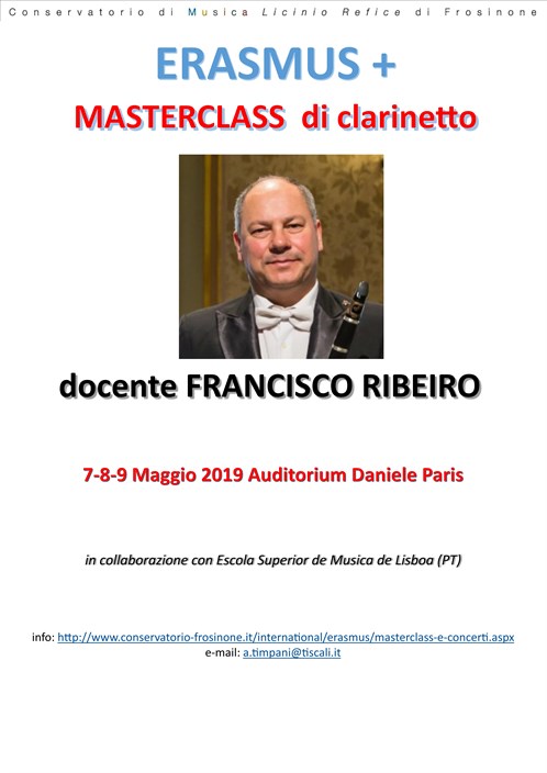 ERASMUS+ Masterclass di Clarinetto docente Francisco Ribeiro