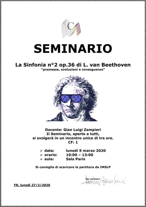Seminario 'La Sinfonia n°2 op.36 di L.van Beethoven' - avviso